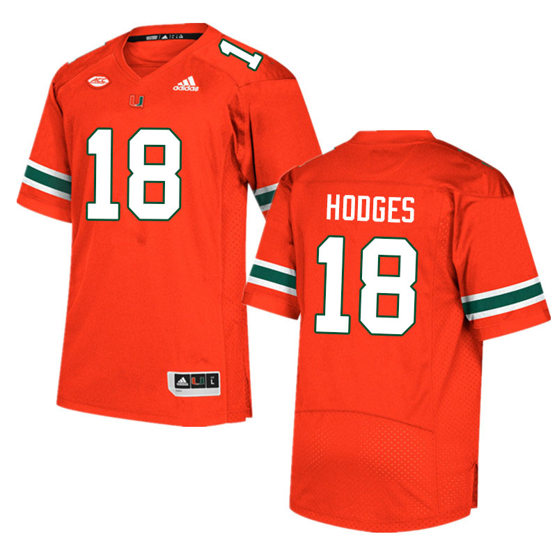 Men #18 Larry Hodges Miami Hurricanes College Football Jerseys Sale-Orange